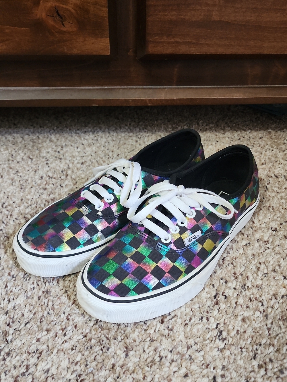 Vans Classic Iridescent Rainbow Checkerboard Low Top Sneakers